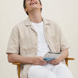 100% Linen Cuban Collar Short Sleeve Shirt