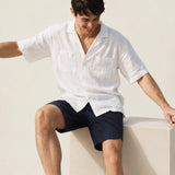 100% Linen Cuban Collar Short Sleeve Shirt
