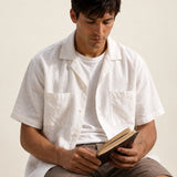 100% Linen Cuban Collar Short Sleeve Shirt