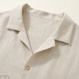 100% Linen Cuban Collar Short Sleeve Shirt