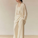100% Linen Deconstructed Curved Hem Kimono Cardigan