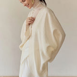100% Linen Deconstructed Curved Hem Kimono Cardigan