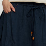 100% Linen Drawstring Waist Bubble Maxi Skirt