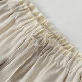 100% Linen Elastic Drawstring-Waist A-Line Maxi Skirt