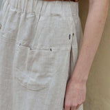 100% Linen Elastic Waist A-Line Capri Pants