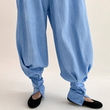 100% Linen Elastic Waist Button Cuff Harem Pants