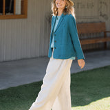 100% Linen Elastic Waist Pleated Side Pocket Cropped Harem Pants