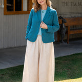 100% Linen Elastic Waist Pleated Side Pocket Cropped Harem Pants