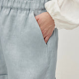100% Linen Elastic Waist Rolled Hem Shorts