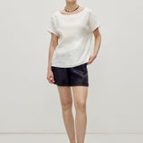 100% Linen Elastic Waist Rolled Hem Shorts