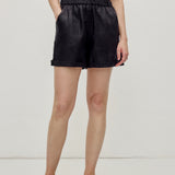 100% Linen Elastic Waist Rolled Hem Shorts
