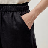 100% Linen Elastic Waist Rolled Hem Shorts
