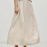 100% Linen Elastic Waist Side Pocket Maxi Skirt