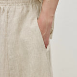 100% Linen Elastic Waist Side Pocket Maxi Skirt