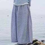 100% Linen Elastic Waist Wide Leg Pants