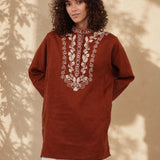 100% Linen Floral Embroidery Boho Tunic