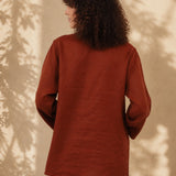 100% Linen Floral Embroidery Boho Tunic