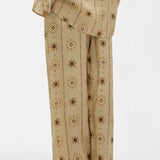 100% Linen Floral Print Drawstring Pants