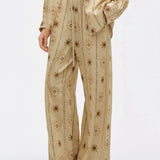 100% Linen Floral Print Drawstring Pants
