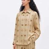 100% Linen Floral Print Long Sleeve Shirt