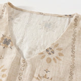 100% Linen Floral Print Ruffle Hem Tank Top