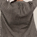 100% Linen Gingham 3/4 Sleeve Tunic Blouse