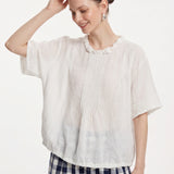 100% Linen Handmade Rose Detail Blouse