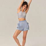 100% Linen High-Waisted Elastic-Waist Pants with Patch Pockets