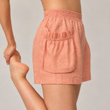 100% Linen High-Waisted Elastic-Waist Pants with Patch Pockets