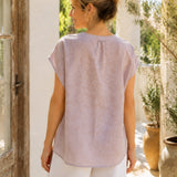 100% Linen Jacquard Cap Sleeve Blouse