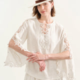 100% Linen Lace Patchwork Blouse