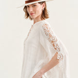 100% Linen Lace Patchwork Blouse