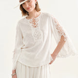 100% Linen Lace Patchwork Blouse