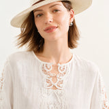100% Linen Lace Patchwork Blouse