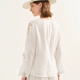 100% Linen Lace Patchwork Blouse