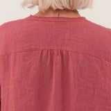100% Linen Lace Tie Button Down Blouse