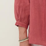 100% Linen Lace Tie Button Down Blouse
