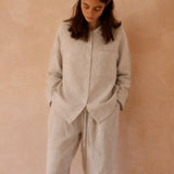 100% Linen Lapel Collar Full Button Long Sleeve Shirt