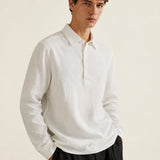 100% Linen Long Sleeve Polo Shirt