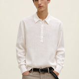 100% Linen Long Sleeve Polo Shirt