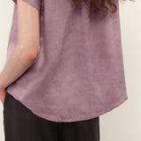 100% Linen Mandarin Collar Cap Sleeve Full Button Blouse