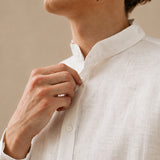 100% Linen Mandarin Collar Relaxed Shirt