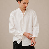 100% Linen Mandarin Collar Relaxed Shirt