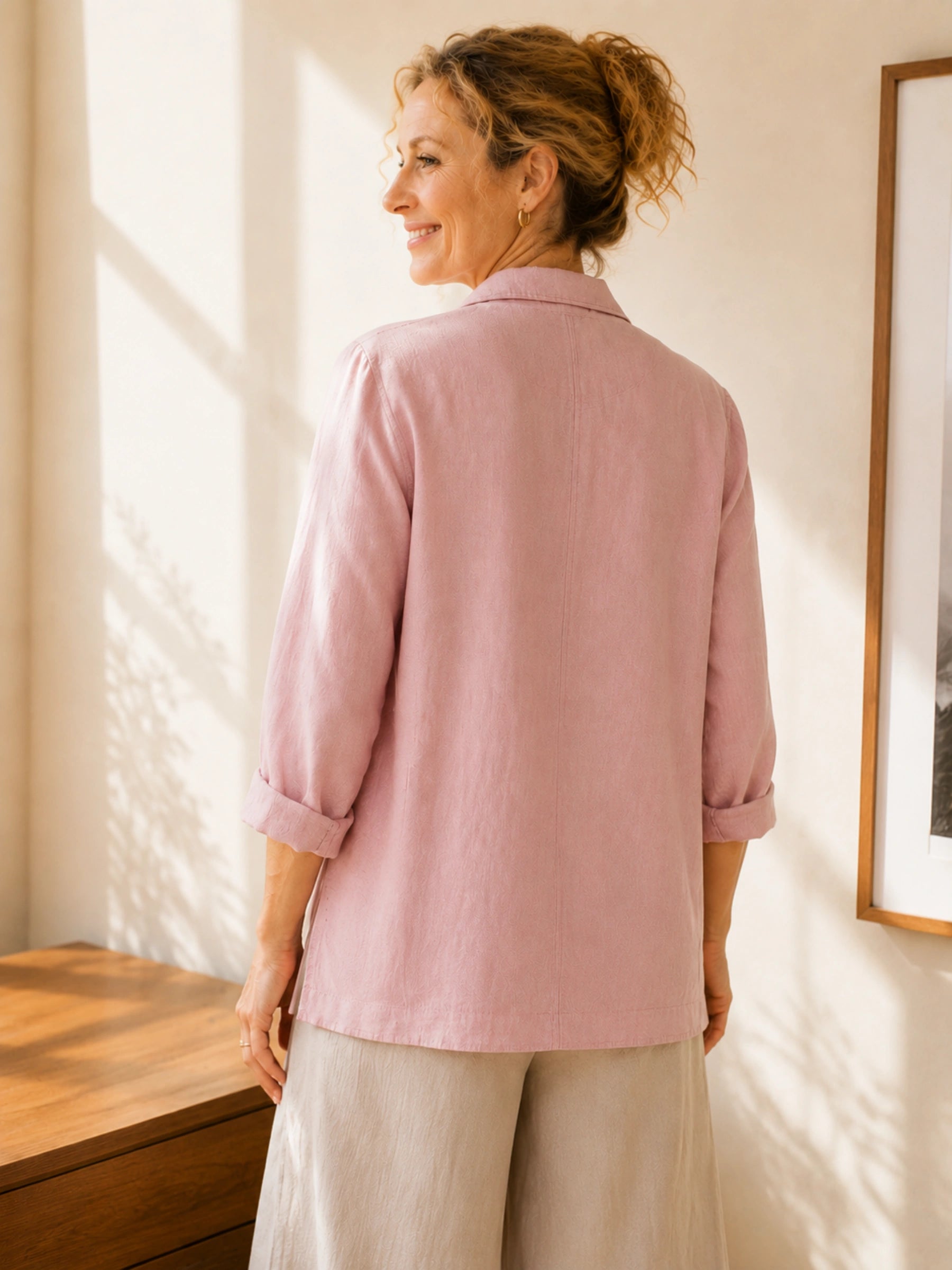 100% Linen Notch Collar Blazer