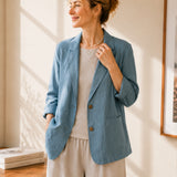 100% Linen Notch Collar Blazer