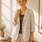 100% Linen Notch Collar Blazer