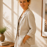 100% Linen Notch Collar Blazer