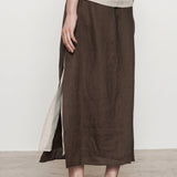 100% Linen Patchwork Side Slit Skirt