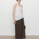 100% Linen Patchwork Side Slit Skirt