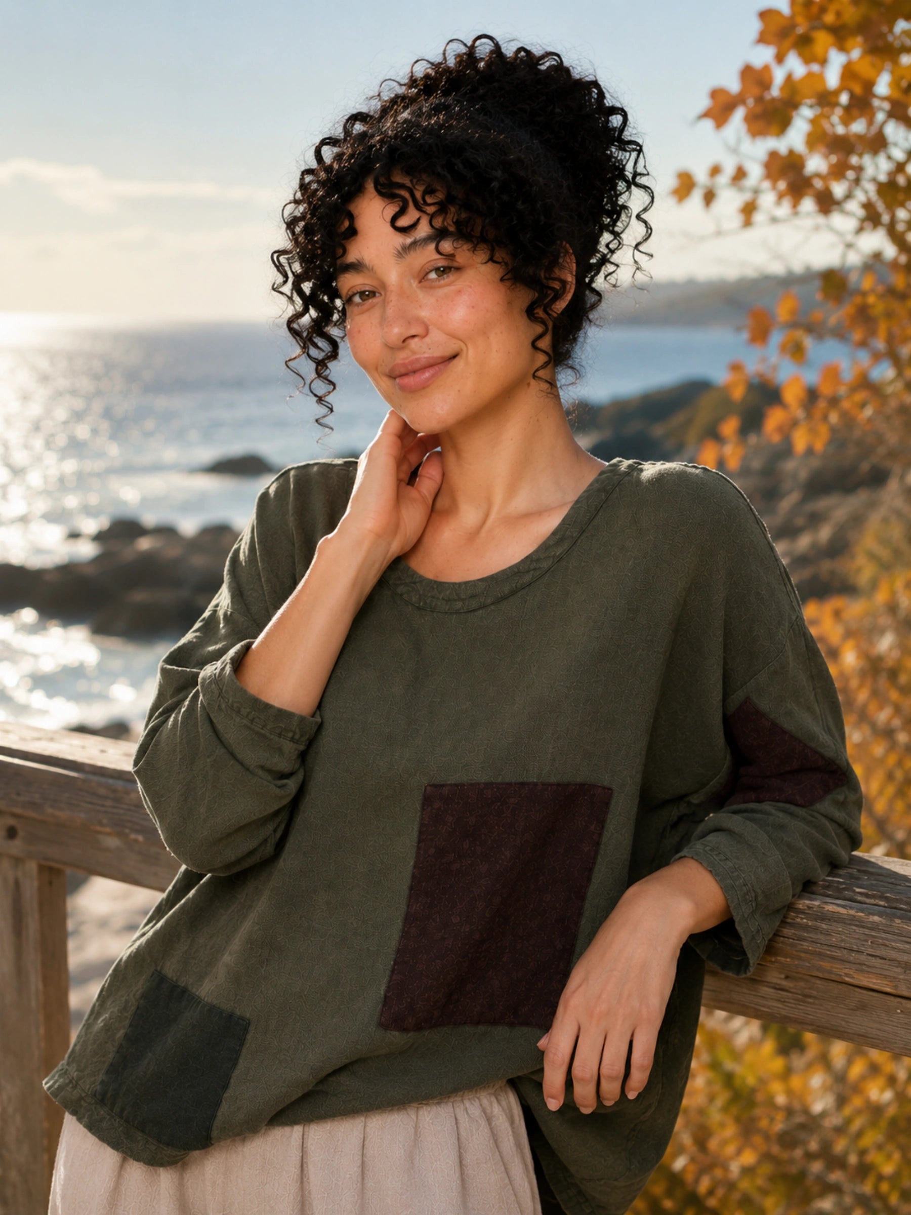 100% Linen Patchwork Top